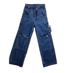 Liquid Lagoon loose, wide-leg fit, Y2K and 90s fashion revival jeans 28/30 blue